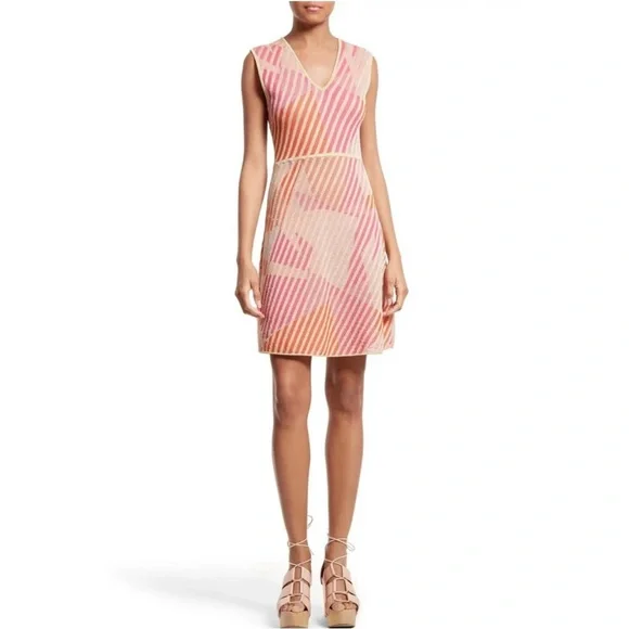 open lace back dress M Missoni Dress Pink Metallic Knit Size 42 Long Sleeve Ruffle-Hem Mini –  Celebrity Owned main image 0